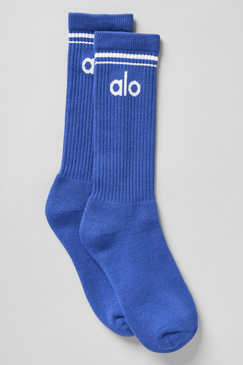 alo Women's Unisex Throwback Sock - Marathon Blue/White