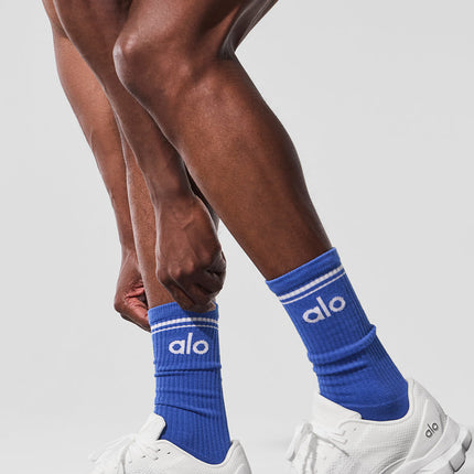 alo Women's Unisex Throwback Sock - Marathon Blue/White
