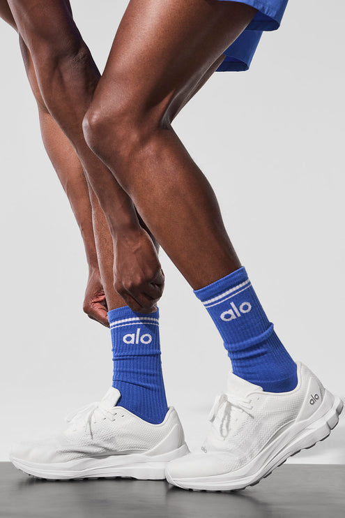 alo Women's Unisex Throwback Sock - Marathon Blue/White
