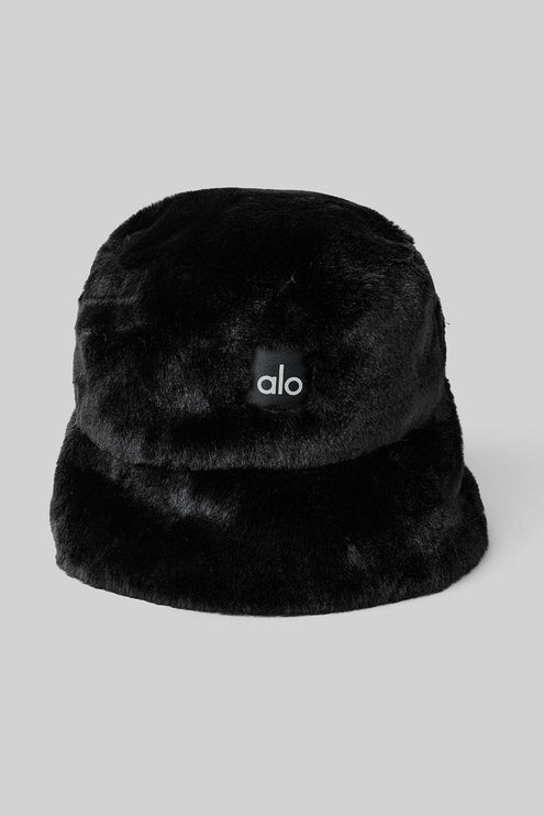 alo Women's Faux Fur Bucket Hat - Black