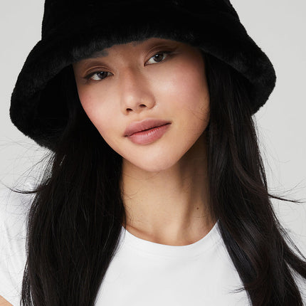 alo Women's Faux Fur Bucket Hat - Black