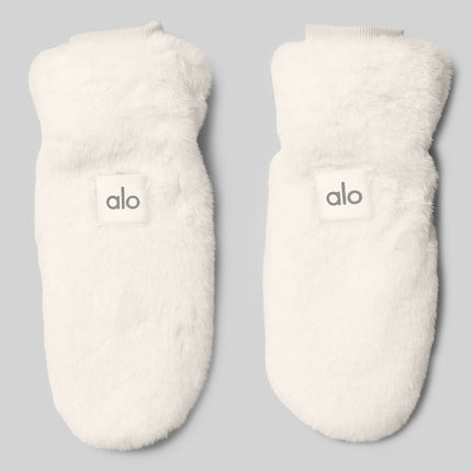 alo Women's Faux Fur Mittens - Ivory