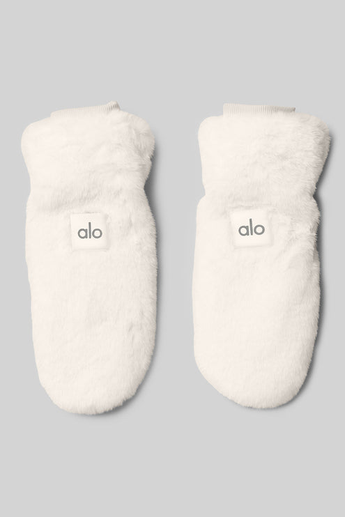 alo Women's Faux Fur Mittens - Ivory