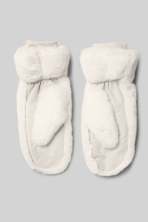 alo Women's Faux Fur Mittens - Ivory