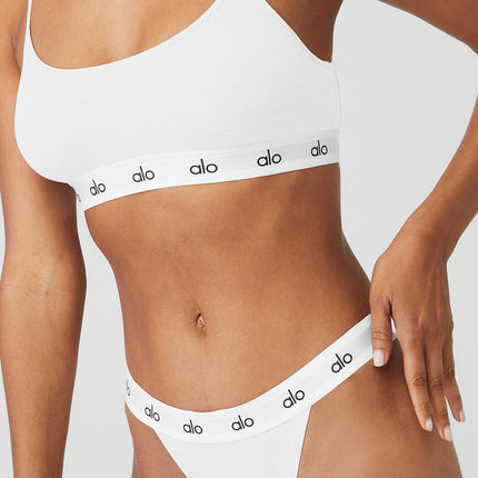 alo Women's Icon French Cut Thong - White