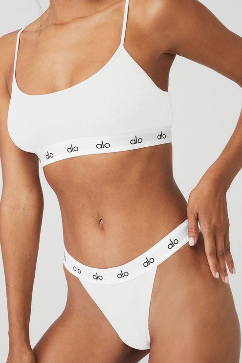 alo Women's Icon French Cut Thong - White