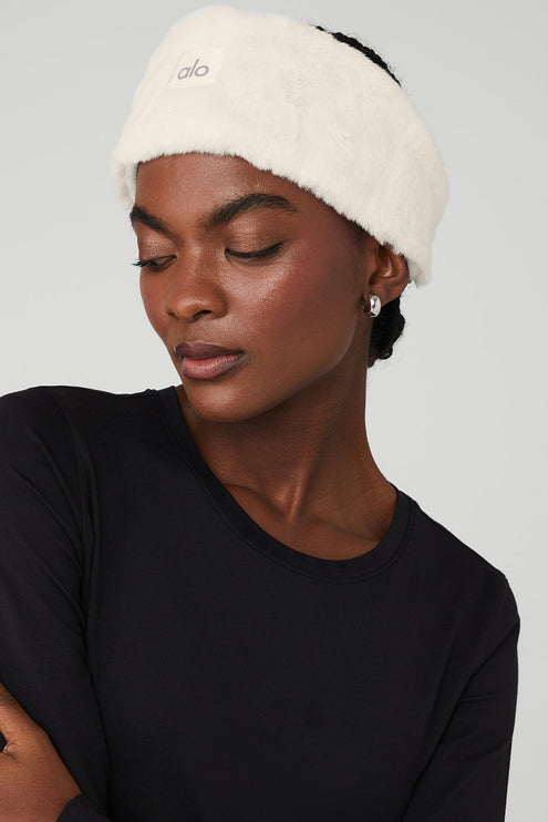 alo Women's Faux Fur Ear Warmers - Ivory