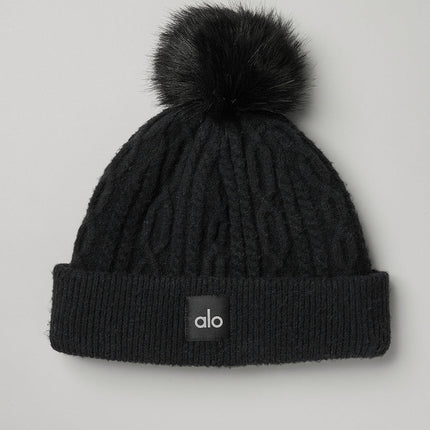 alo Women's Cable Knit Beanie - Black