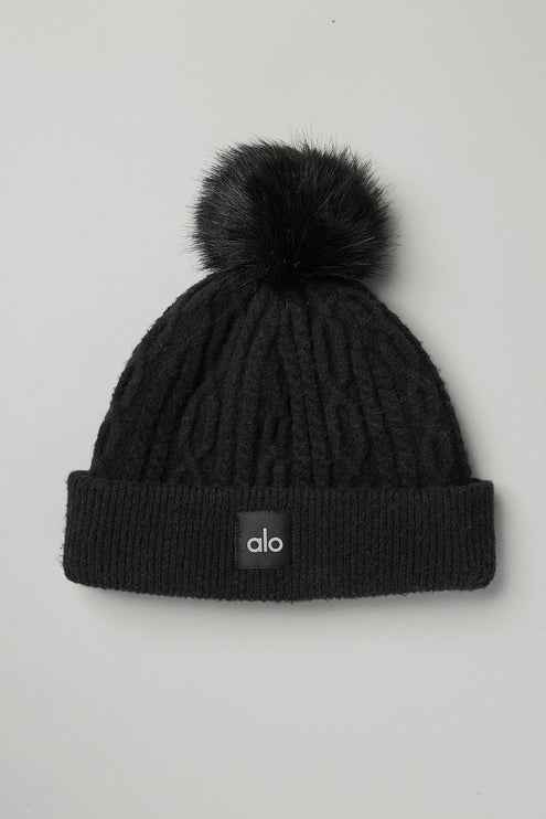 alo Women's Cable Knit Beanie - Black