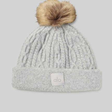 alo Women's Cable Knit Beanie - Athletic Heather Grey