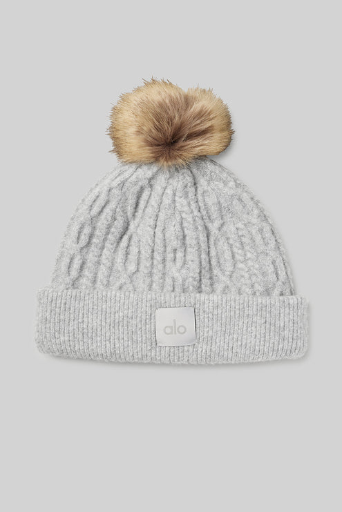 alo Women's Cable Knit Beanie - Athletic Heather Grey