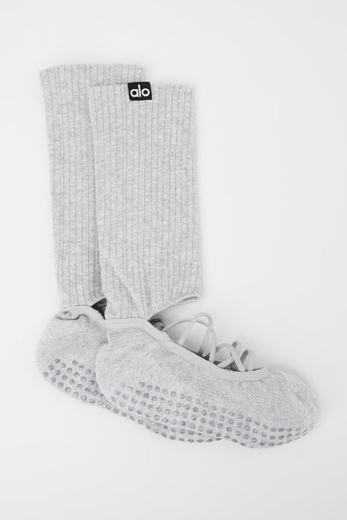 alo Women's Women's Strappy Siren Grip Sock - Athletic Heather Grey