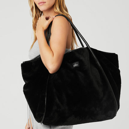 alo Women's Faux Fur Tote Bag - Black