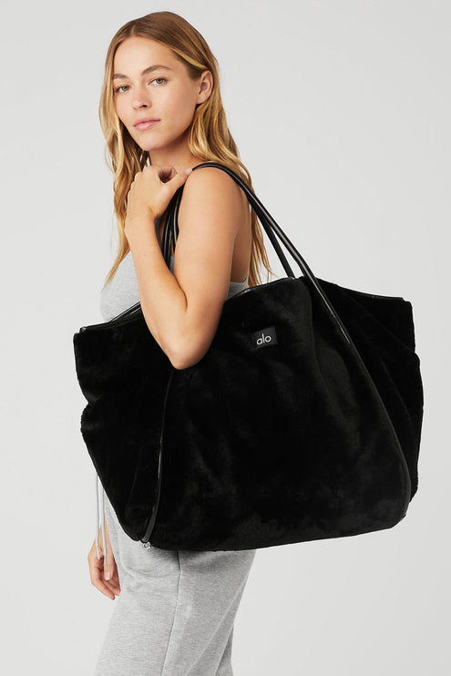 alo Women's Faux Fur Tote Bag - Black
