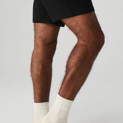 alo Women's Unisex Half-Crew Throwback Sock - Bone/White