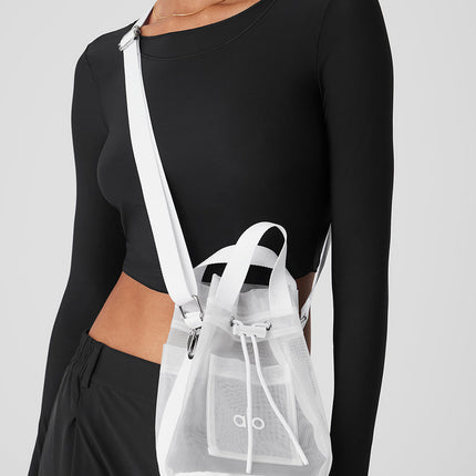 alo Women's Sheer Cross Body Bucket Bag - White