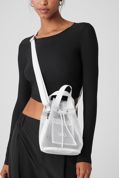 alo Women's Sheer Cross Body Bucket Bag - White