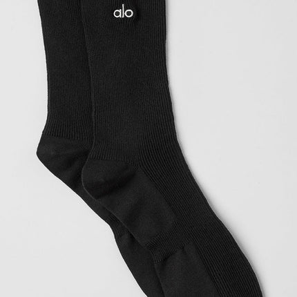 alo Women's Unisex Half-Crew Understated Sock - Black