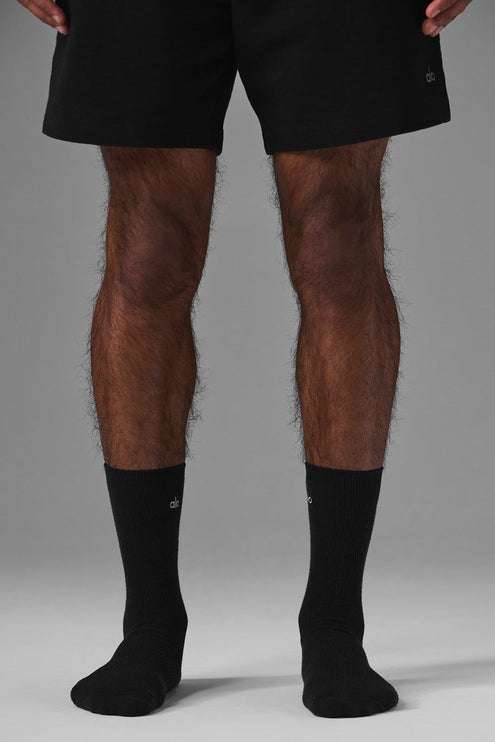 alo Women's Unisex Half-Crew Understated Sock - Black