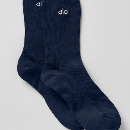 alo Women's Unisex Half-Crew Understated Sock - Navy