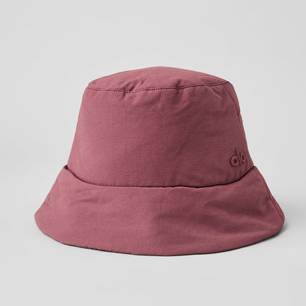 alo Men's Good Shade Puffer Bucket Hat - Burgundy Truffle