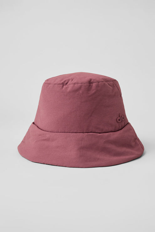 alo Men's Good Shade Puffer Bucket Hat - Burgundy Truffle