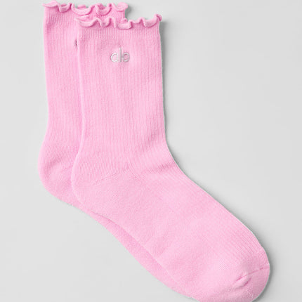 alo Women's Women's Lettuce Edge Sock - Sweet Pink