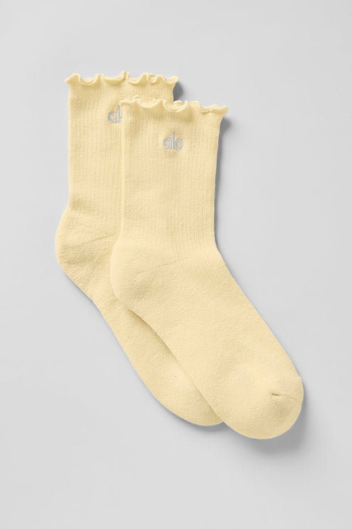 alo Women's Women's Lettuce Edge Sock - Warm Butter