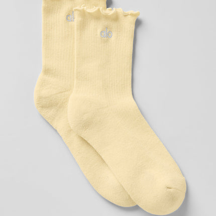 alo Women's Women's Lettuce Edge Sock - Warm Butter