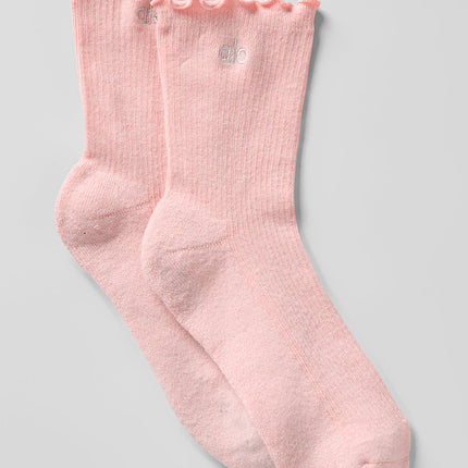 alo Women's Women's Lettuce Edge Sock - Pink Quartz