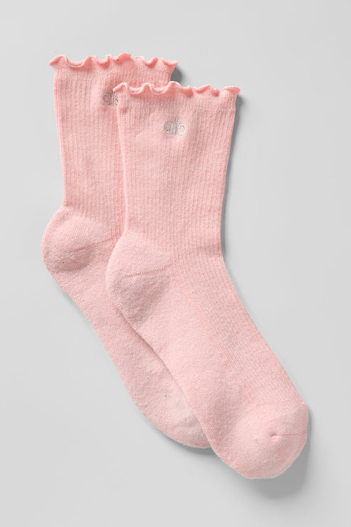 alo Women's Women's Lettuce Edge Sock - Pink Quartz