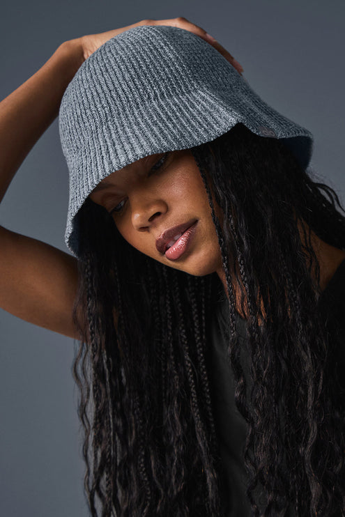 alo Women's Denim Knit Cloche - Steel Grey/Anthracite