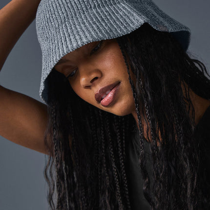alo Women's Denim Knit Cloche - Steel Grey/Anthracite