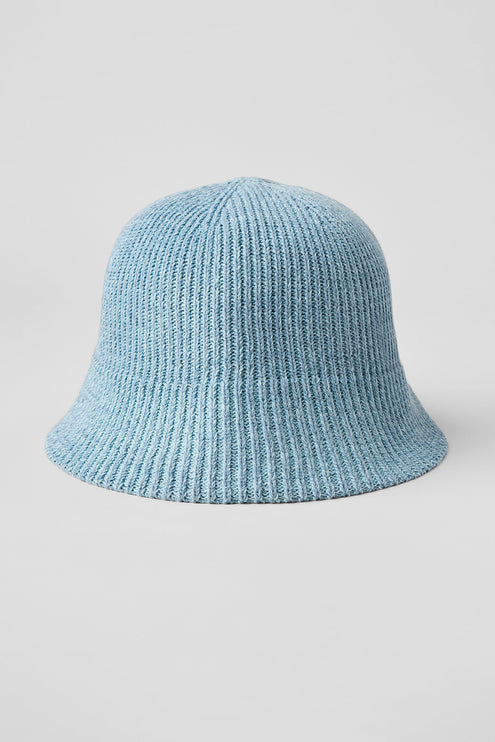 alo Women's Denim Knit Cloche - Celestial Blue/Dark Celestial Blue