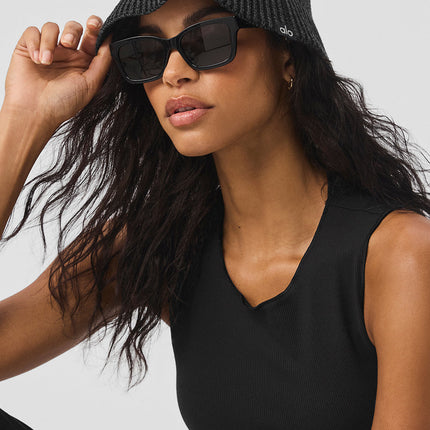 alo Women's Denim Knit Cloche - Black/Anthracite