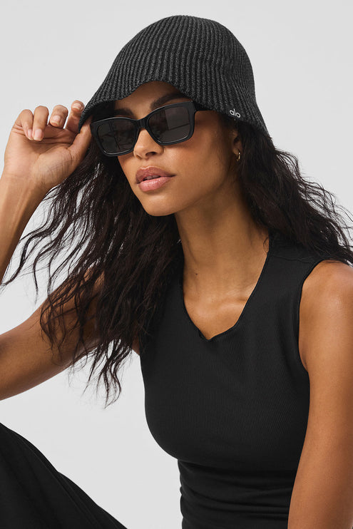 alo Men's Denim Knit Cloche - Black/Anthracite