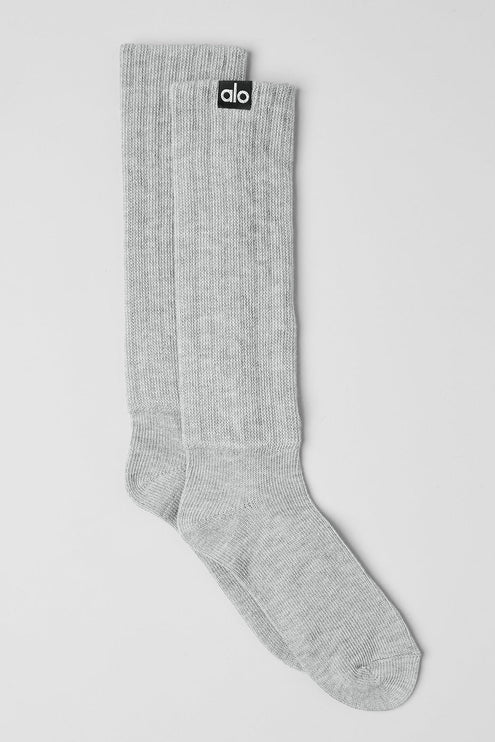 alo Women's Unisex Scrunch Sock - Athletic Heather Grey