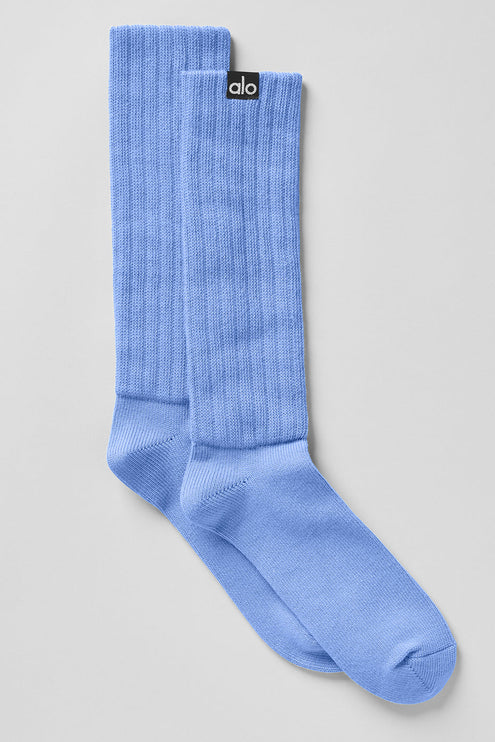alo Women's Unisex Scrunch Sock - Crystal Clear Blue