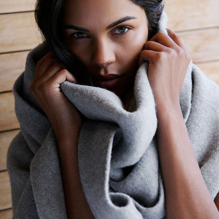 alo Men's Merino Wool Oversized Scarf - Hazy Heather Grey