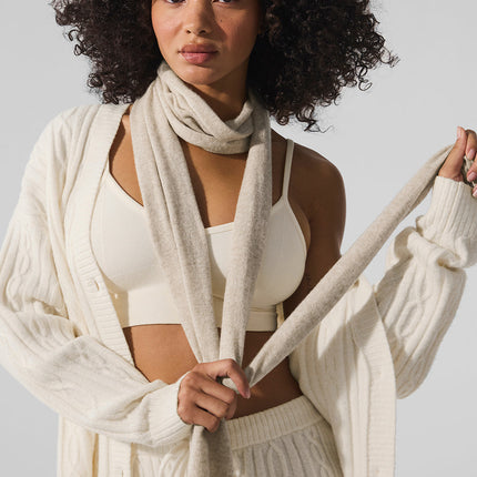 alo Women's Cashmere Light Frosted Scarf - Winter Latte/Ivory