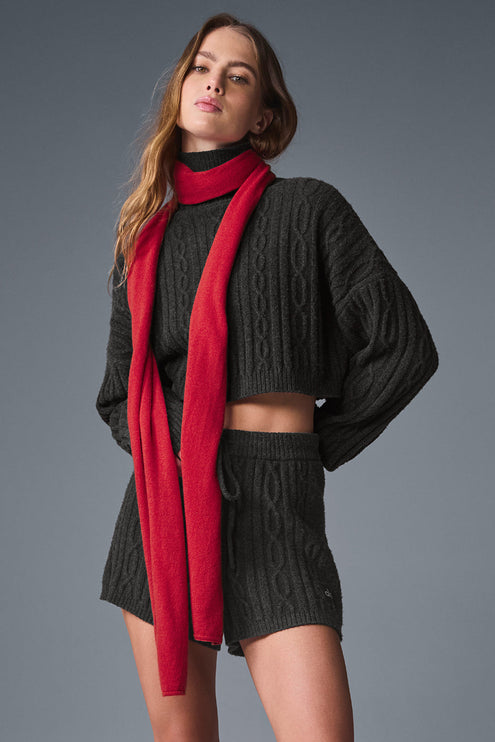 alo Men's Cashmere Light Frosted Scarf - Red Ribbon