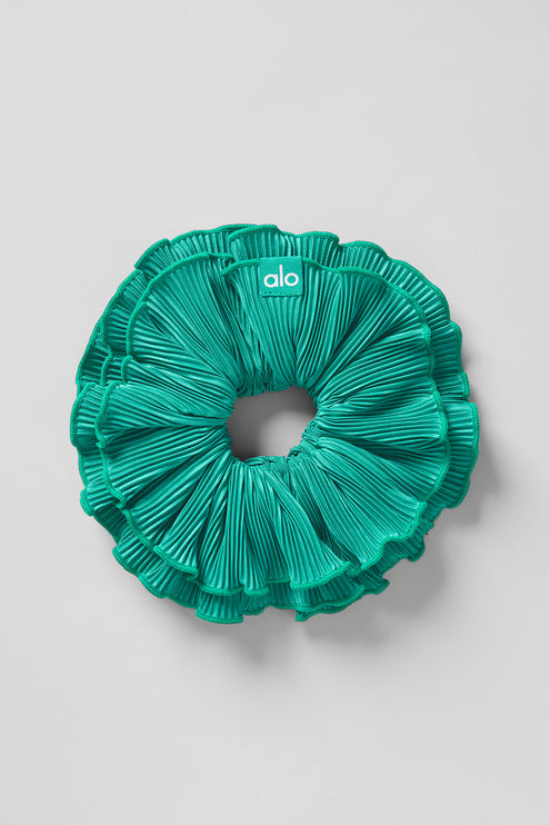alo Women's Micro Plisse Oversize Scrunchie - Spruce Green