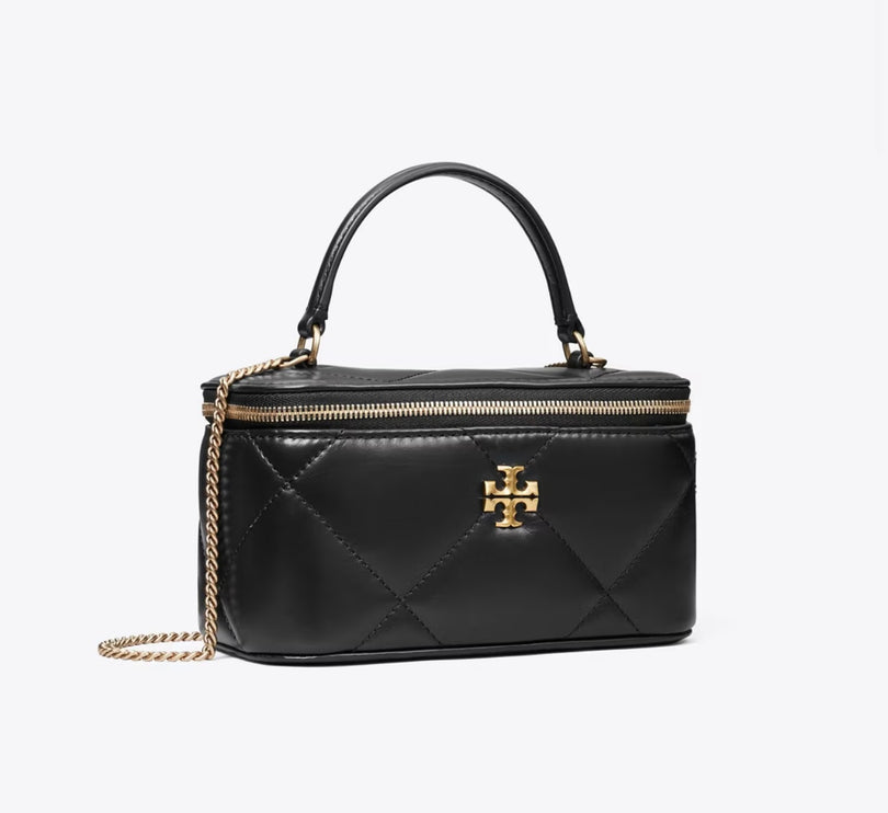 Tory Burch Kira diamond Quilt Vanity Case-Black