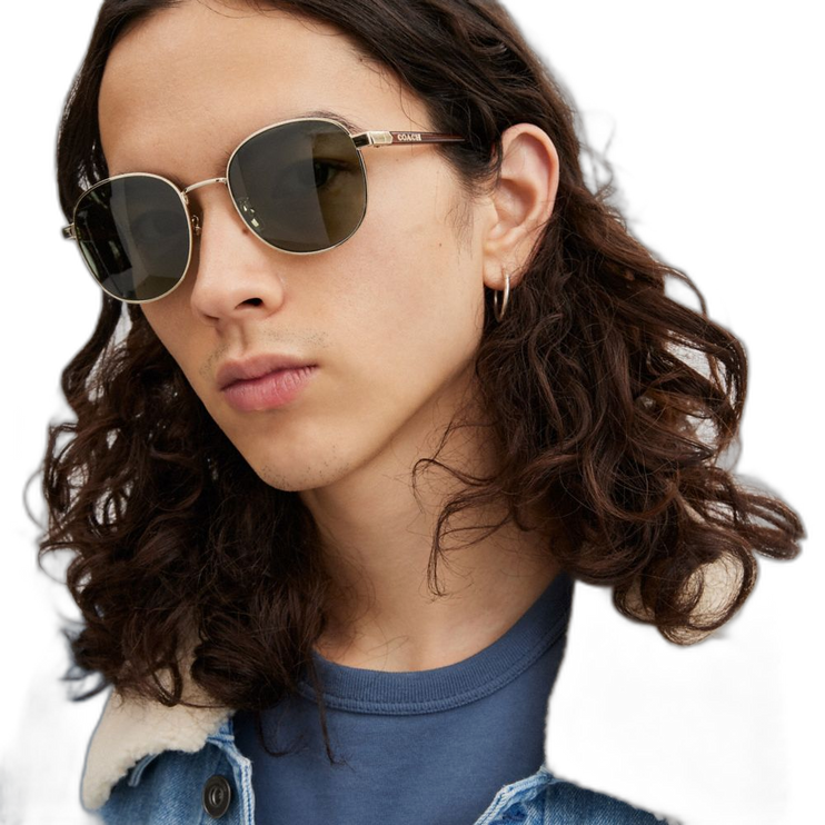 Coach Women's Metal Round Sunglasses Gold/Green