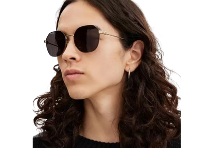 Coach Women's Hinged Geometric Round Sunglasses Antique Gold/ Wine