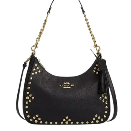 Coach Women's Teri Hobo Bag With Rivets Gold/Black