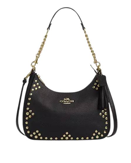 Coach Women's Teri Hobo Bag With Rivets Gold/Black