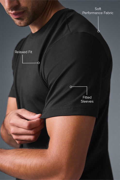 alo Men's Conquer Reform Crewneck Short Sleeve - Black