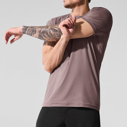 alo Men's Conquer Reform Crewneck Short Sleeve - Mushroom