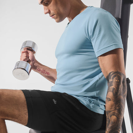 alo Men's Conquer Reform Crewneck Short Sleeve - Celestial Blue
